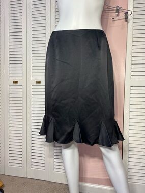 Rimini Black Midi Skirt with Flared Petal Hem